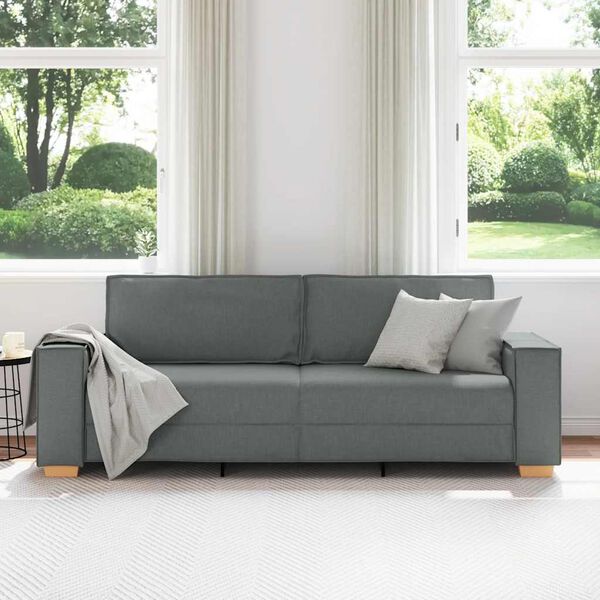vidaXL Divano a 3 posti Grigio scuro 220x78x84 cm in tessuto