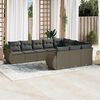 vidaXL Set Divano Giardino 10 pz con Cuscini Grigio Chiaro Polyrattan
