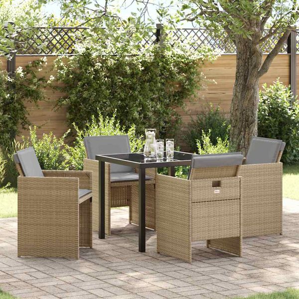 vidaXL Set da Pranzo per Giardino 5 pcs Beige polyrattan