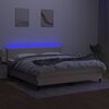 vidaXL Letto a Molle con Materasso e LED Crema 180x200 cm in Tessuto