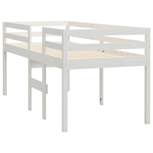 vidaXL Letto a Soppalco Bianco 90x190 cm in Legno Massello di Pino