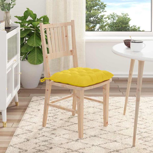 vidaXL Cuscini per Seduta 4 pcs Giallo Chiaro 40 x 40 x 6 cm Tessuto