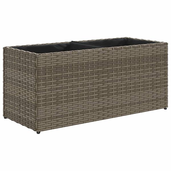 vidaXL Fioriera da Giardino con 2 Vasi Grigia 72x30x32 cm Polyrattan