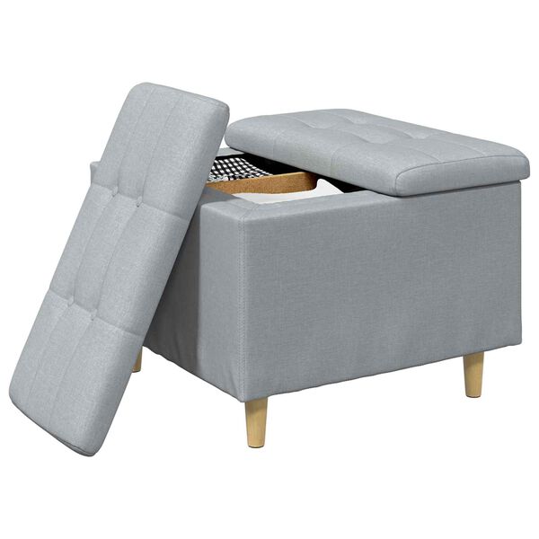 vidaXL Pouf contenitore Grigio chiaro 60 x 60 x 45 cm Tessuto