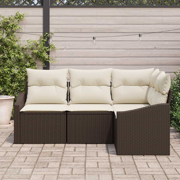 vidaXL Set Divano da Giardino 4 pcs Marrone e bianco polyrattan