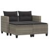 vidaXL Divano da Giardino 2Posti con Sgabelli Grigio Chiaro Polyrattan