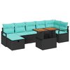 vidaXL Set Divano da Giardino 8 pz Nero polyrattan