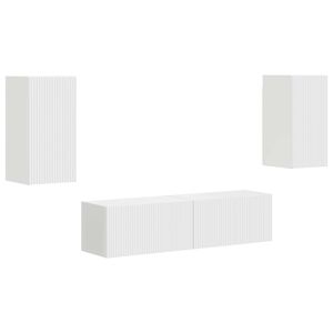vidaXL Set mobile TV 4 pcs Bianco Legno multistrato
