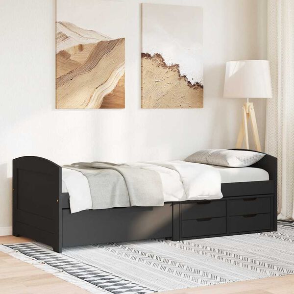 vidaXL Dormeuse con 5 Cassetti senza Materasso Nero 90x200 cm IRUN