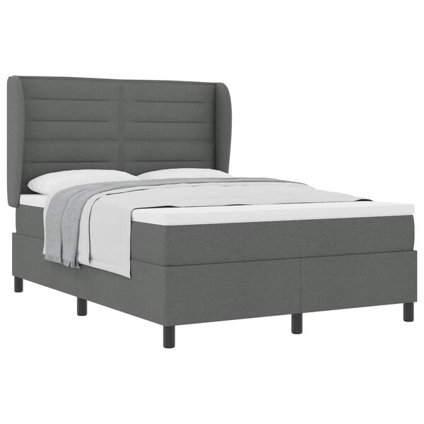 vidaXL Letto a molle con materasso Grigio scuro 140 x 190 cm Tessuto