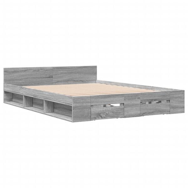 vidaXL Giroletto Cassetti Grigio Sonoma 160x200 cm Legno Multistrato