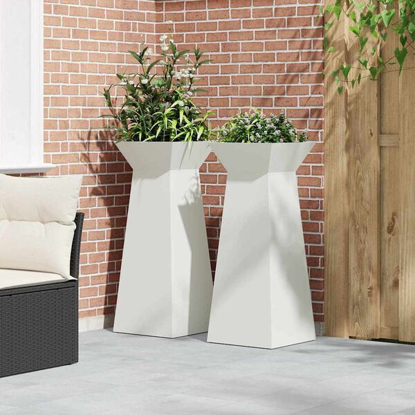 vidaXL Vaso a Pilastro 2 pcs Bianco 40 x 40 x 100 cm
