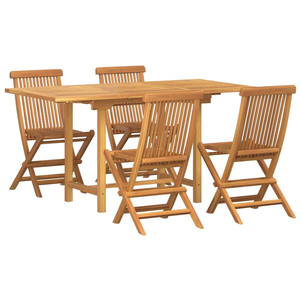 vidaXL Set da Pranzo per Giardino 5 pcs Marrone Legno di teak solido