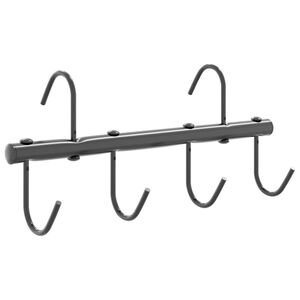 vidaXL Supporto Briglie con 6 Ganci Girevoli Nero in Acciaio