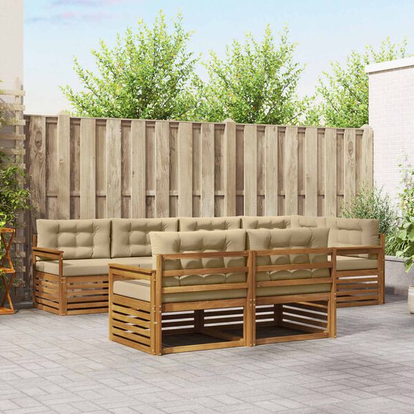 vidaXL Set di divani da esterno con cuscino 7 pcs Naturale e Beige