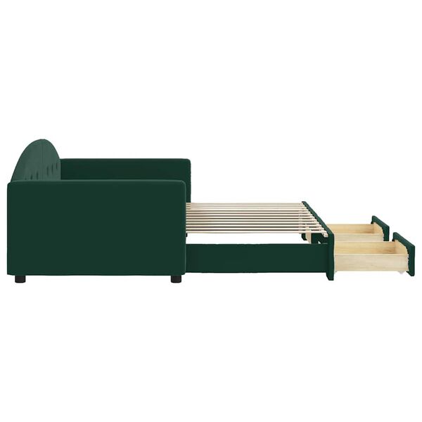 vidaXL Divano Letto Estraibile Cassetti Verde Scuro 90x200cm Velluto