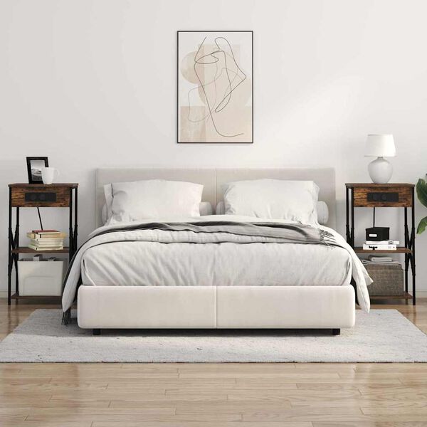 vidaXL Armadio da Notte 2 pcs Rovere fum&eacute; 41 x 31 x 76 cm