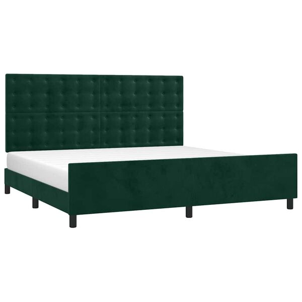 vidaXL Giroletto senza Materasso Verde Scuro 200x200 cm in Velluto