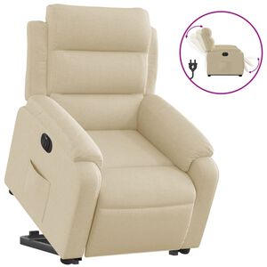 vidaXL Poltrona Alzapersona Reclinabile Elettrica Crema in Tessuto