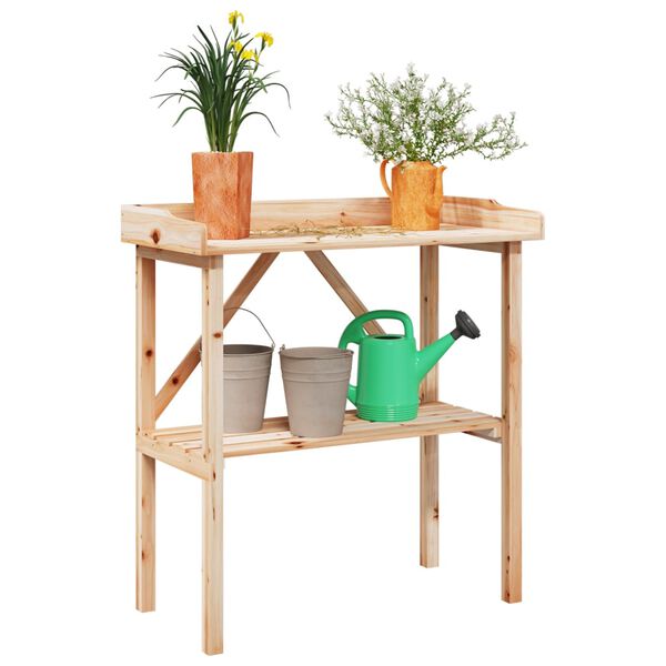 vidaXL Tavolo Piante con Ripiano 78x38x,82,5cm Legno Massello di Abete