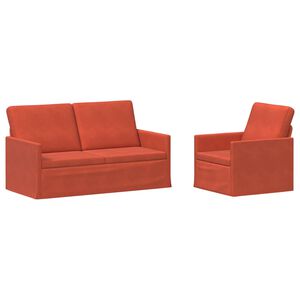 vidaXL Set di divani 2 pcs Rosso Arancio Tessuto in Cords