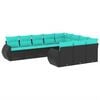 vidaXL Set Divani da Giardino 10 pz con Cuscini Nero in Polyrattan