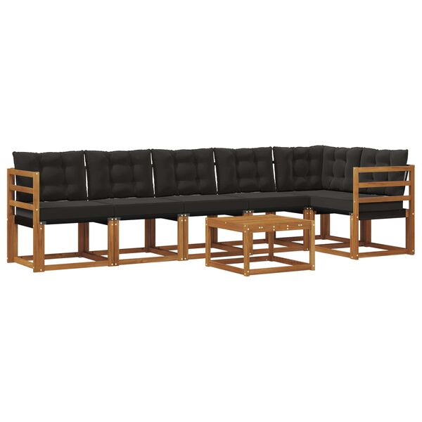 vidaXL Set di divani da esterno con cuscino 7 pcs Naturale e Nero