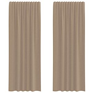vidaXL Tende in Voile con Tasche per Aste 2 pz Marrone Chiaro