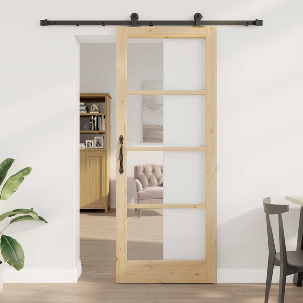 vidaXL Porta scorrevole ORKDAL Naturale e Nero 83 x 211 cm
