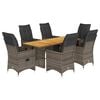 vidaXL Set Bistr&ograve; da Giardino 7 pz con Cuscini in Polyrattan Grigio