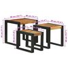 vidaXL Tavolo Nesting 3 pcs Legno di acacia solido e un metallo