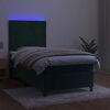 vidaXL Letto a Molle con Materasso e LED Verde Scuro 90x190 cm Velluto