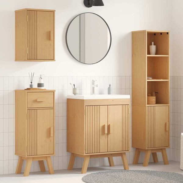 vidaXL Set di mobili per il bagno 4 pcs Marrone Legno massello di pino