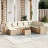 vidaXL Set Divano da Giardino 9 pz con Cuscini Beige in Polyrattan