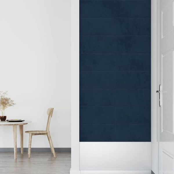 vidaXL Pannelli Murali 12 pz Blu 60x30 cm in Velluto 2,16 m&sup2;