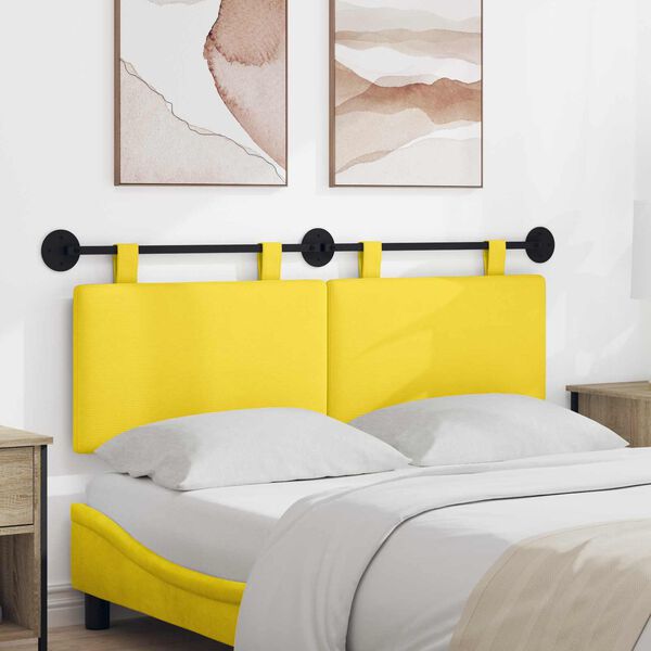 vidaXL Testata appesa Giallo Chiaro 150 x 55 x 5 cm Tessuto in Cords