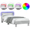 vidaXL Giroletto con Testiera e LED Grigio Cemento 90x200 cm
