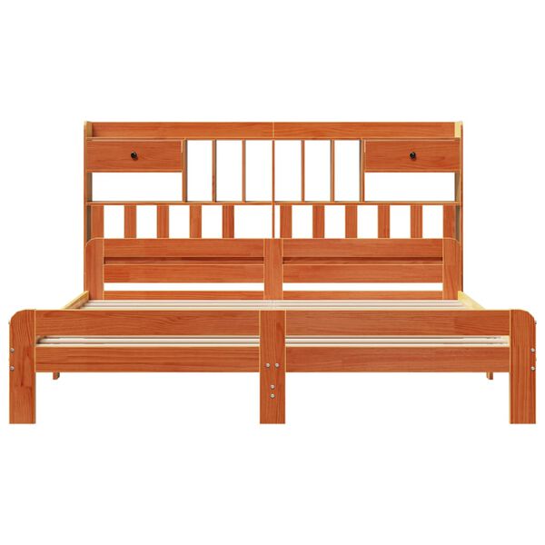 vidaXL Letto Libreria senza Materasso Marrone Cera 140x200 cm in Pino