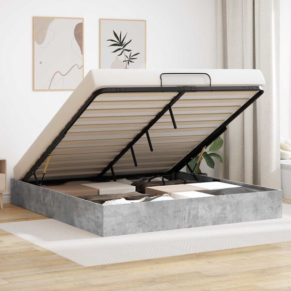 vidaXL Letto ottomano Grigio Cemento 160 x 200 cm Legno ingegnerizzato