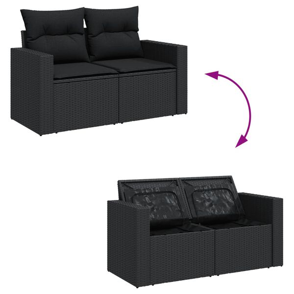 vidaXL Set Divani da Giardino 5 pz con Cuscini in Polyrattan Nero