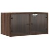 vidaXL Mobili a Muro con Ante in Vetro 2pz Rovere Marrone 68,5x37x35cm