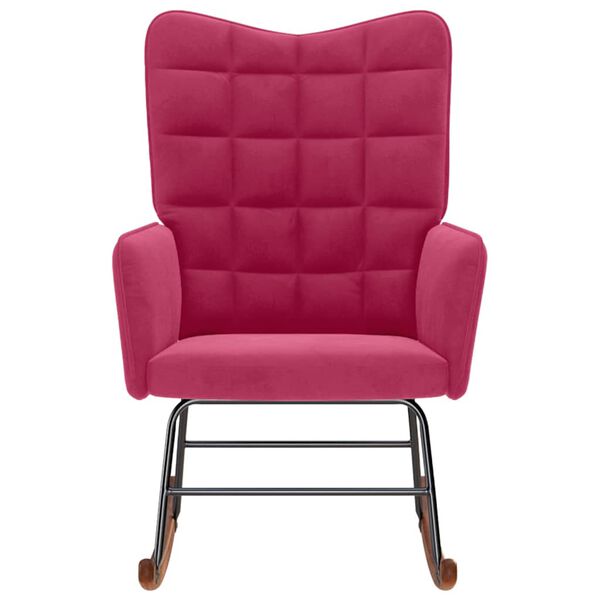 vidaXL Sedia a Dondolo Rosso Vino in Velluto