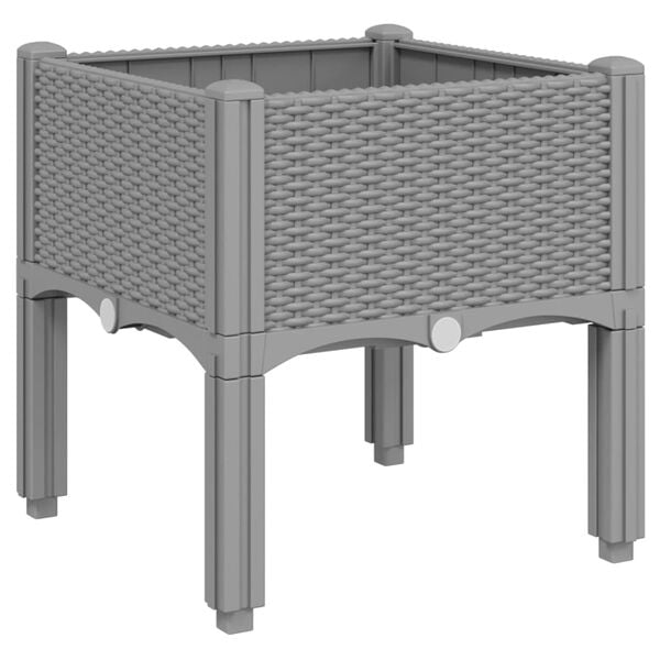 vidaXL Fioriera da Giardino con Gambe Grigio Chiaro 40x40x42 cm in PP