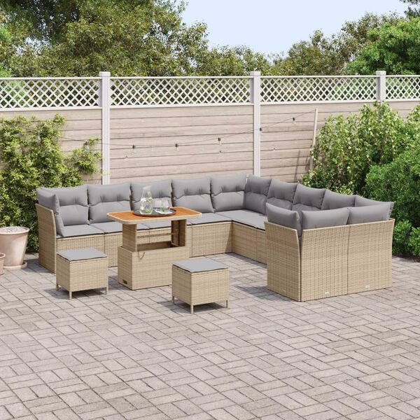 vidaXL Set Divano da Giardino 13 pcs Beige polyrattan