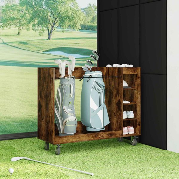vidaXL Armadio per Golf con ruota Rovere fum&eacute; 120 x 45 x 98 cm