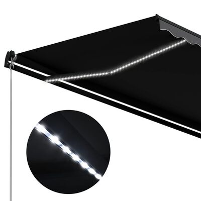 vidaXL Tenda da Sole Retrattile Manuale con LED 450x300 cm Antracite