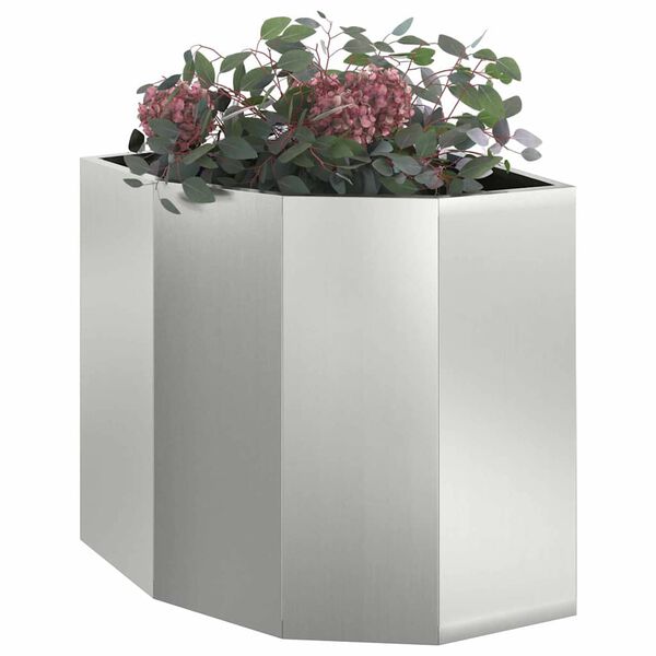 vidaXL Vaso d'angolo Argento 45 x 45 x 50 cm Acciaio zincato
