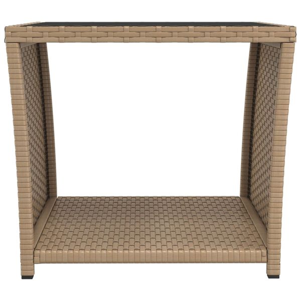 vidaXL Tavolino con Piano Vetro Beige in Polyrattan e Vetro Temperato