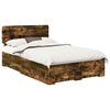 vidaXL Struttura del letto con cassetto Rovere fum&eacute; 135 x 190 cm