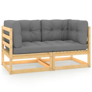 vidaXL Poggiapiedi da Giardino con Cuscino in Legno Massello di Pino